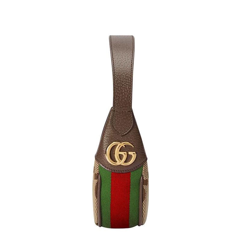 商品Gucci|GUCCI/古驰 22春夏新款Ophidia系列 女士迷你驼色乌木色超级老花帆布红绿织带腋下单肩包658551UKMDG2570,价格¥7432,第5张图片详细描述