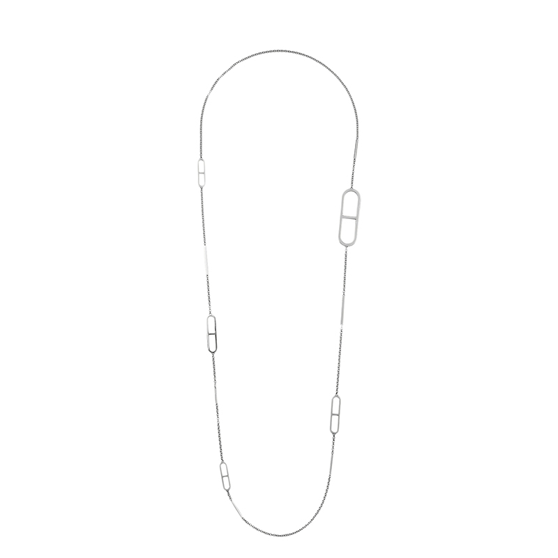 商品Hermes|HERMES/爱马仕 经典Ever Chaîne d'Ancre系列 925纯银链环长项链H116103B,价格¥9678,第3张图片详细描述