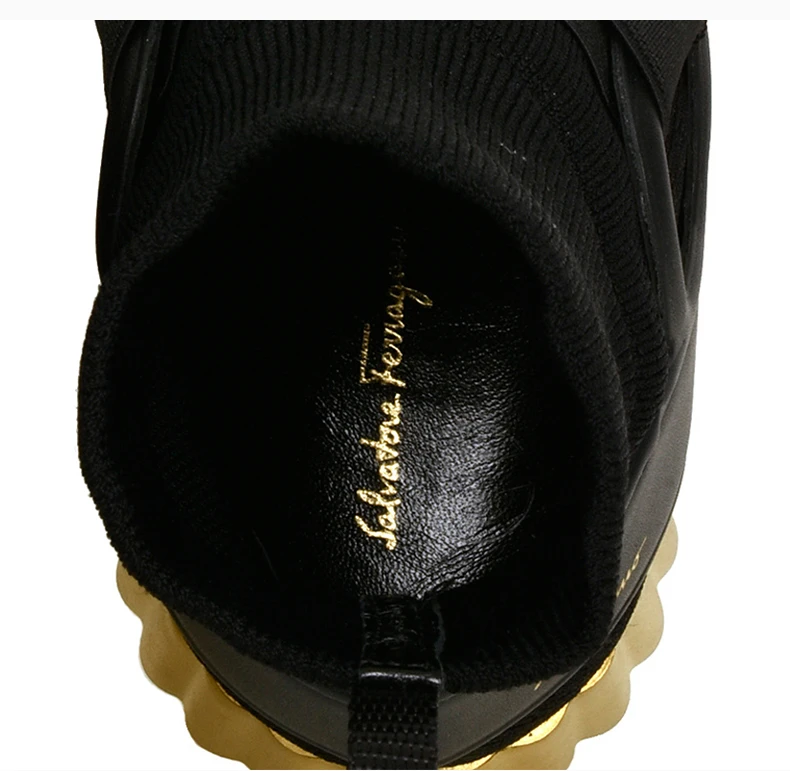 商品Salvatore Ferragamo|SALVATORE FERRAGAMO 女士黑色尼龙厚底高帮鞋 0680760,价格¥2292,第8张图片详细描述