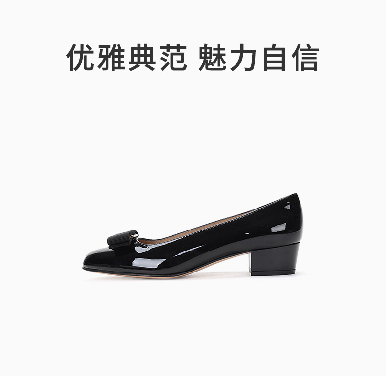 商品Salvatore Ferragamo|SALVATORE FERRAGAMO 女士黑色蝴蝶结高跟鞋 0574572,价格¥3400,第4张图片详细描述