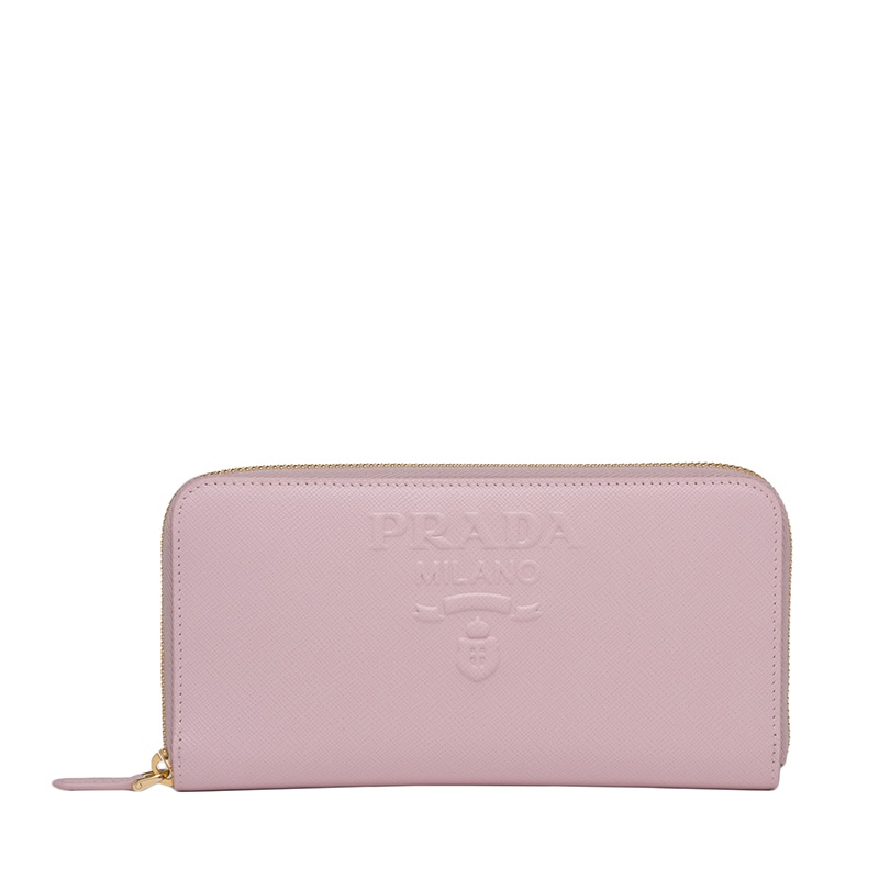 商品Prada|PRADA/普拉达 22春夏新款 女士大号雪粉色皮革徽标压纹金扣长款钱包1ML506_2D1Q_F0E18,价格¥5898,第5张图片详细描述