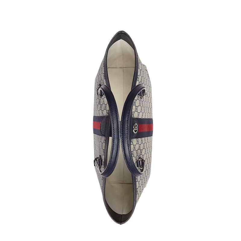 商品Gucci|Gucci/古驰 22春夏新款Ophidia系列 女士中号米色/蓝色提花帆布红蓝织带双G老花双提手托特包 63168596IWN4076,价格¥13397,第6张图片详细描述