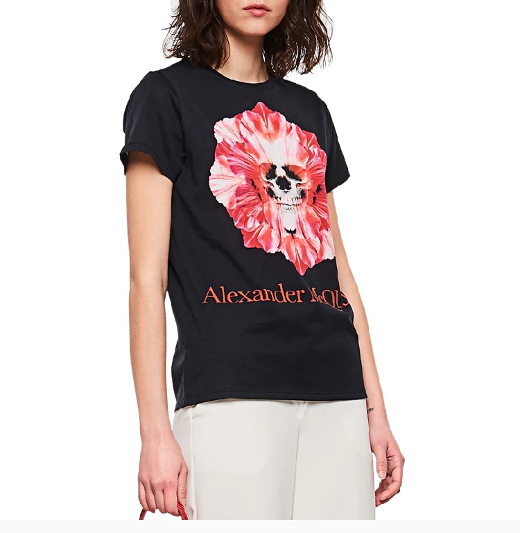 商品Alexander McQueen|ALEXANDER MCQUEEN 印花女士T恤 610996-QZAA8-0901,价格¥1691,第8张图片详细描述