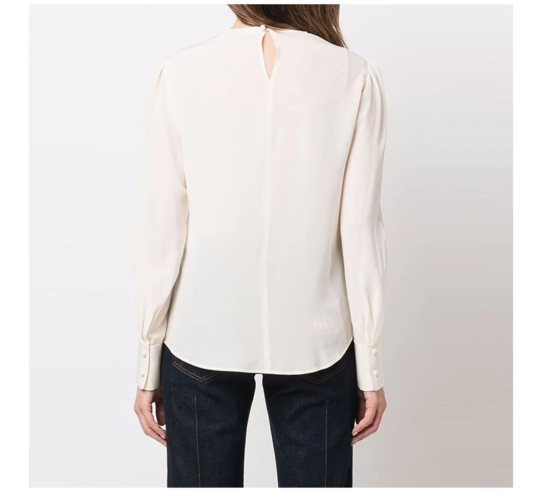 商品Chloé|CHLOE' 女士白色圆领长袖衬衫 C22SHT23-004-115,价格¥3884,第6张图片详细描述