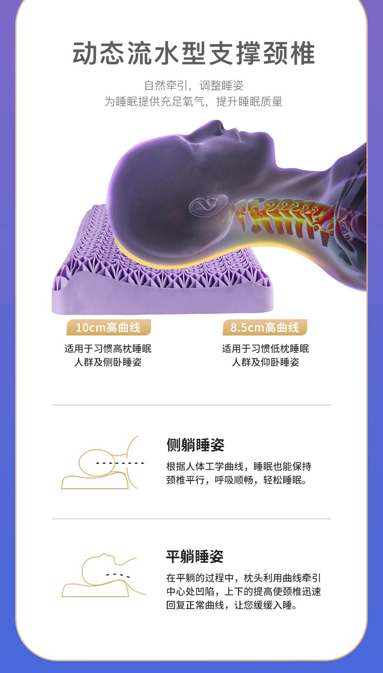 商品[国内直发] GLENVINTEN|格岚云顿日本黑科技TPE科技动态无压枕头果胶枕成人透气可拆洗送礼盒枕套,价格¥261,第8张图片详细描述