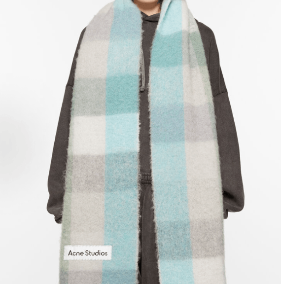 商品Acne Studios|Acne Studios 男女冬季保暖格纹多色流苏彩虹围巾羊毛披肩两用（香港仓发货）,价格¥1978,第10张图片详细描述