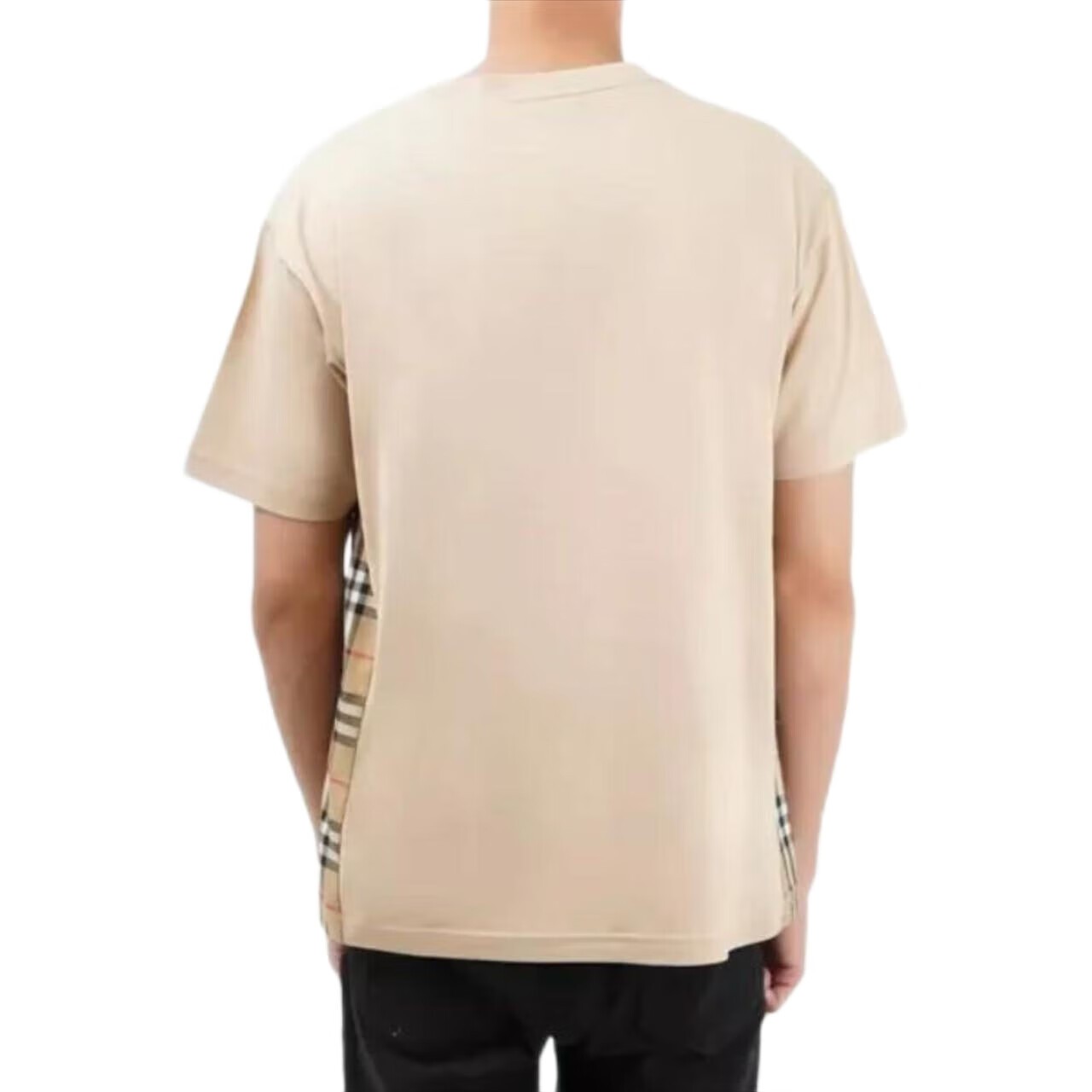 商品Burberry|BURBERRY/博柏利 女士米褐色棉质侧边格纹设计B字刺绣T恤80670711,价格¥1321,第8张图片详细描述
