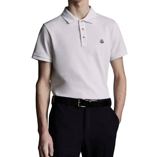 商品Moncler|【现货】 蒙克莱 22年秋冬新款 男士光学白色纯棉徽标贴片短袖polo衫H10918A0000984556001,价格¥1311,第4张图片详细描述