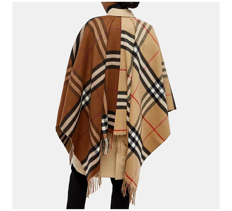 商品[国内直发] Burberry|BURBERRY 拼色女士斗篷 8059406,价格¥12360,第6张图片详细描述
