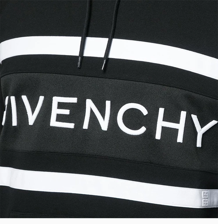 商品[国内直发] Givenchy|Givenchy 纪梵希 男士黑色logo印花连帽卫衣 BMJ02L3Y3P-004,价格¥6364,第7张图片详细描述