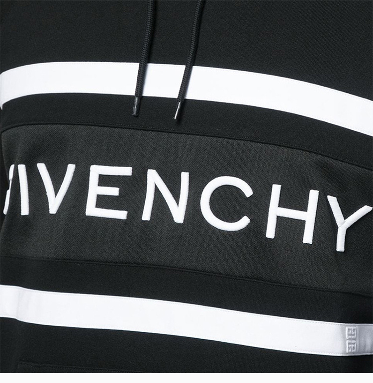 商品[国内直发] Givenchy|Givenchy 纪梵希 男士黑色logo印花连帽卫衣 BMJ02L3Y3P-004,价格¥6219,第7张图片详细描述