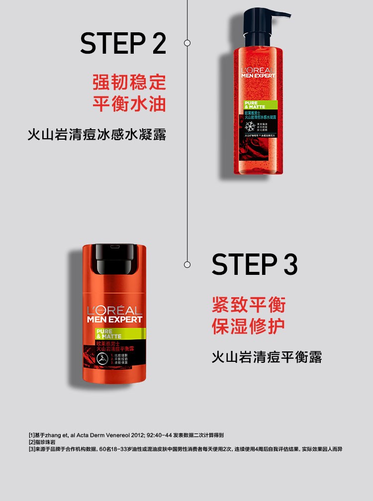 商品【原封正品】 L'Oreal Paris|欧莱雅 火山泥控油清痘男士洗面奶 100ml 深层清洁毛孔 控油抗痘,价格¥61,第4张图片详细描述