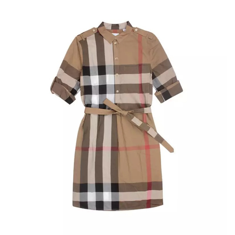 商品Burberry|【现货】博柏利 Kelsey系列 女士典藏米色复古格纹连衣裙,价格¥2809,第3张图片详细描述