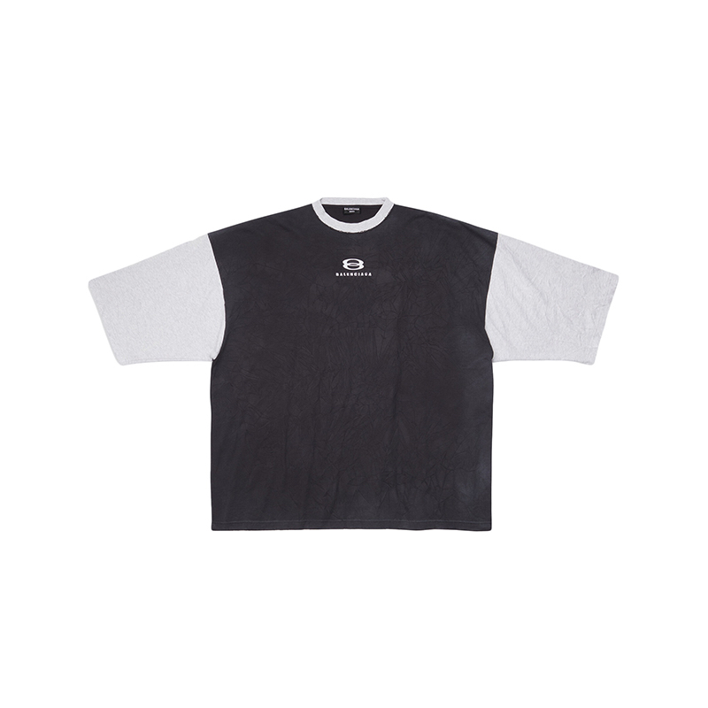 商品Balenciaga|Balenciaga/巴黎世家 UNITY系列 男士黑色/浅灰色纯棉七分袖T恤699190TMVC81208,价格¥3969,第6张图片详细描述