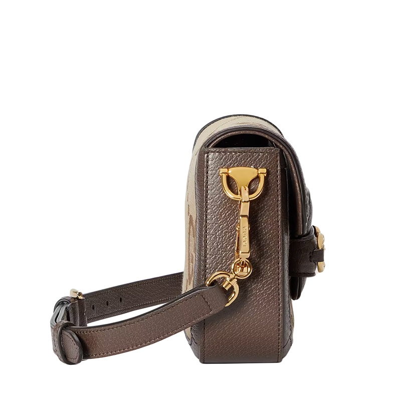 商品Gucci|GUCCI/古驰 22春夏新款Ophidia系列 女士迷你驼色乌木色超级老花帆布红绿织带马衔金扣单肩包658574UKMDG2570,价格¥20847,第6张图片详细描述