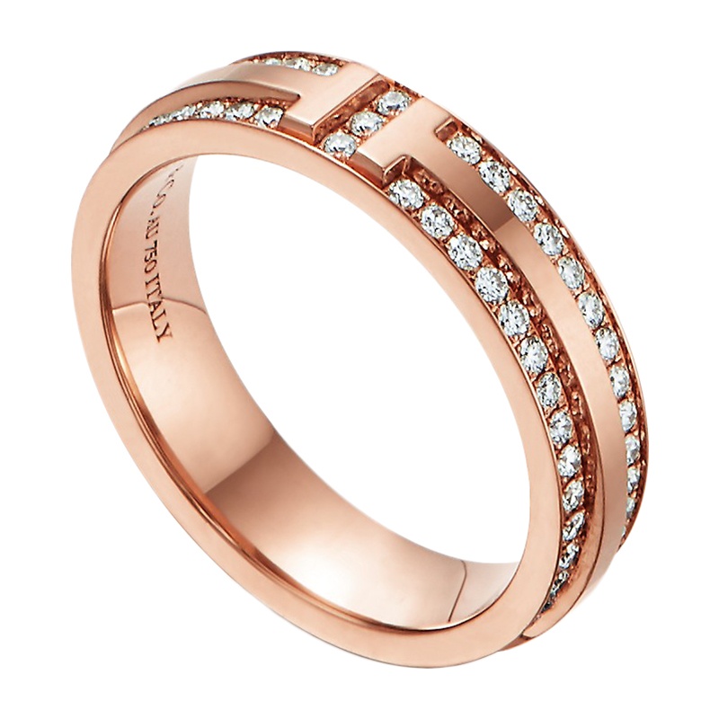 商品Tiffany & Co.|  Tiffany & Co./蒂芙尼 18K金 玫瑰金 铺镶钻石窄式戒指 GRP09681,价格¥52799,第3张图片详细描述