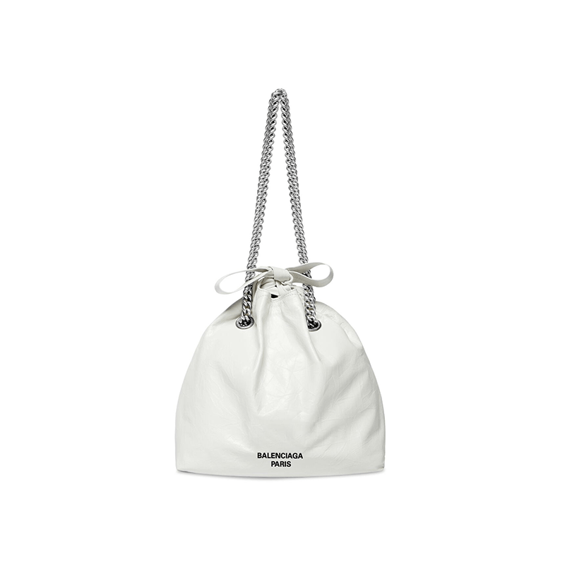 商品Balenciaga|巴黎世家 23新款 Crush女士小号白色牛皮做旧银色金属配件托特包 742942210IU9001,价格¥14433,第5张图片详细描述