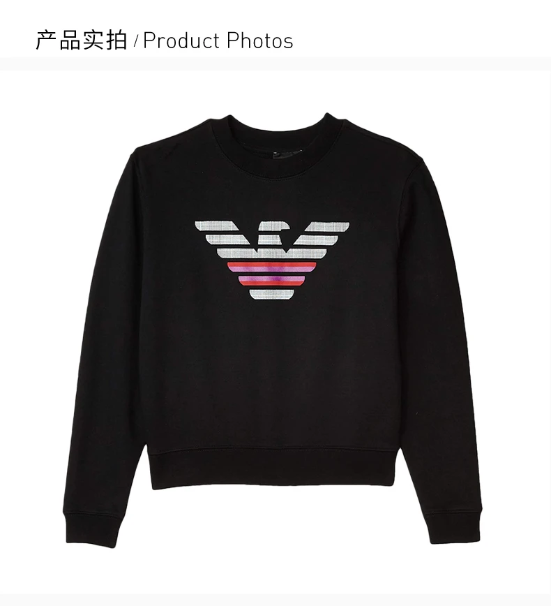 商品Emporio Armani|EMPORIO ARMANI 黑色女士卫衣/帽衫 3H2M8Z-2J49Z-0999,价格¥716,第2张图片详细描述