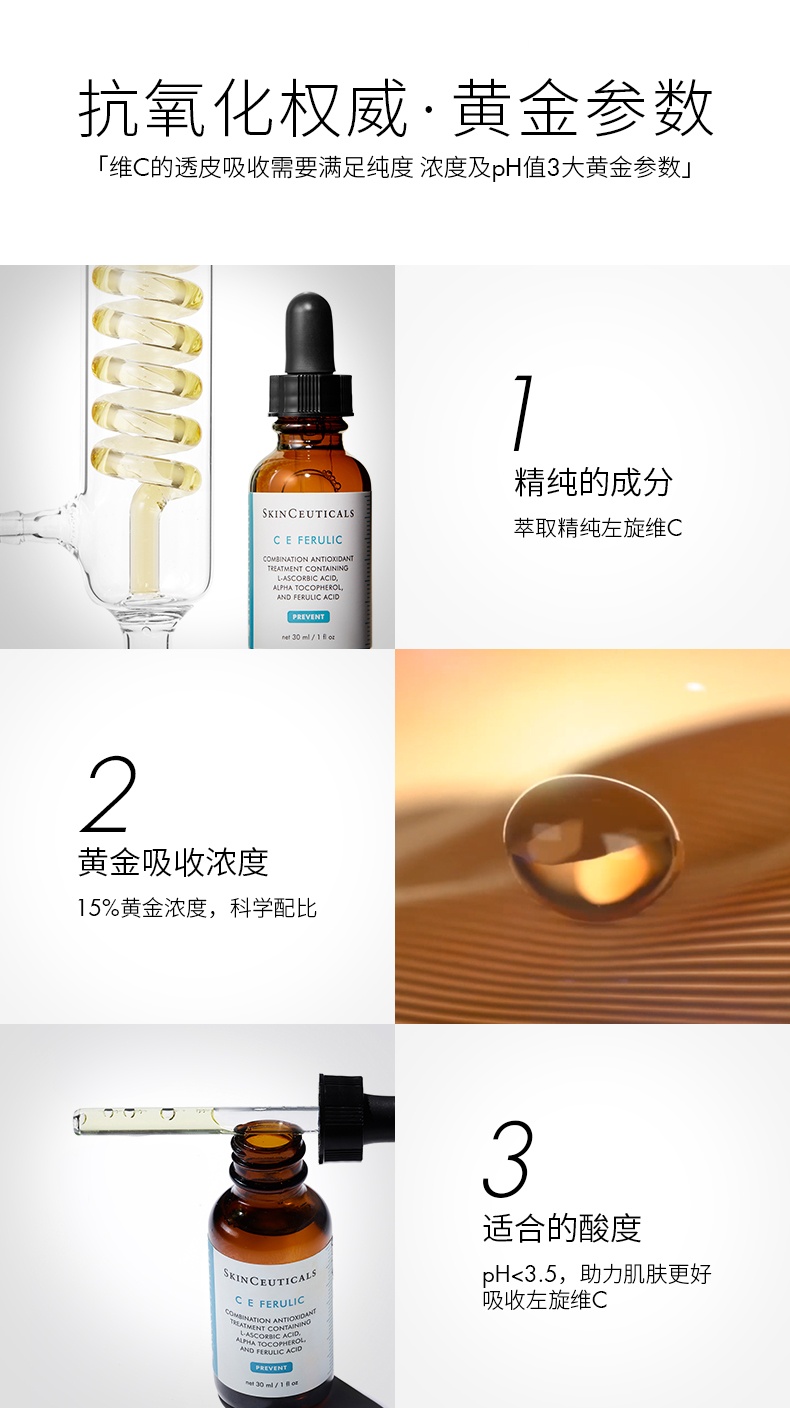 商品[国内直发] SkinCeuticals|SKINCEUTICALS/修丽可维生素CE复合修护精华液杜克日间抗氧化30ml,价格¥1064,第6张图片详细描述