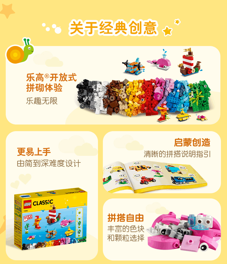 商品[国内直发] LEGO|乐高积木经典创意系列11018创意海洋之乐拼搭积木儿童男女孩玩具,价格¥233,第5张图片详细描述