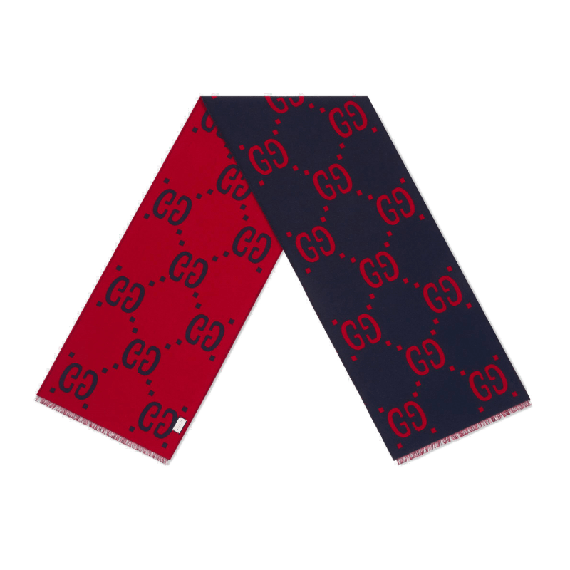 商品Gucci|古驰 经典款米色棕色双G提花羊毛真丝围巾4955924G3502179,价格¥3621,第2张图片详细描述