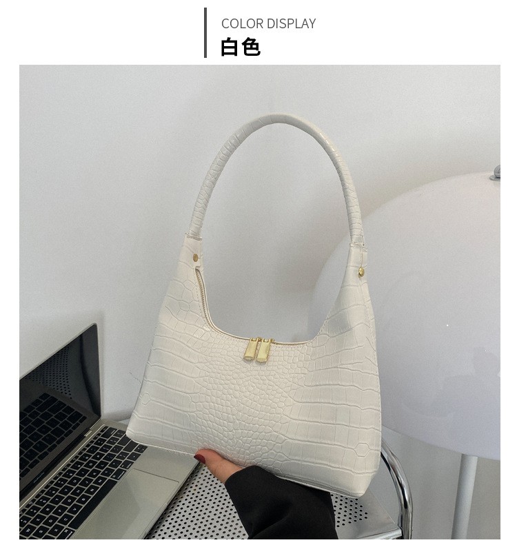 商品[国内直发] GLENVINTEN|格岚云顿腋下包女士包包2022秋季新款韩版时尚复古鳄鱼纹法棍包女式单肩包,价格¥355,第11张图片详细描述