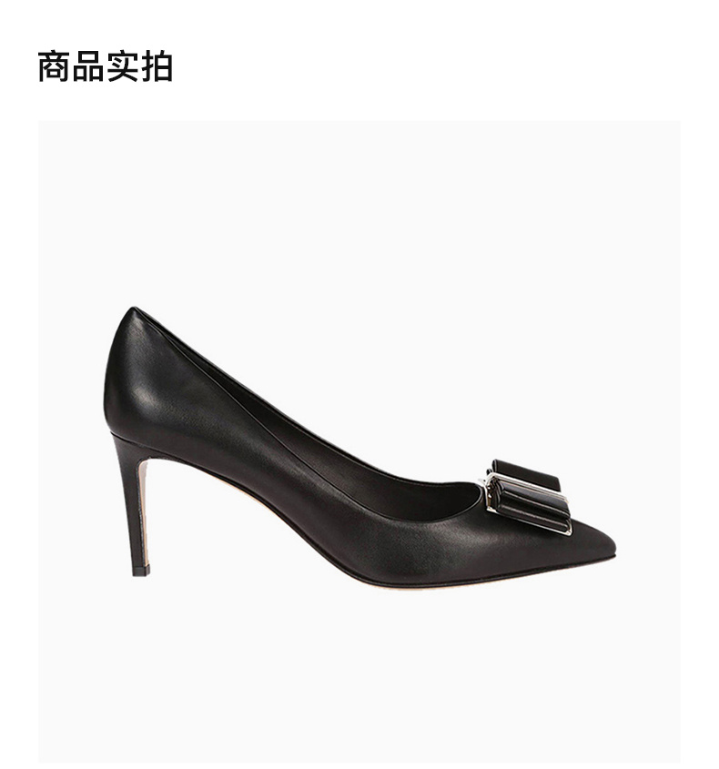商品Salvatore Ferragamo|Salvatore Ferragamo 菲拉格慕 女士黑色皮革高跟鞋 01-P337-704655,价格¥3607,第5张图片详细描述