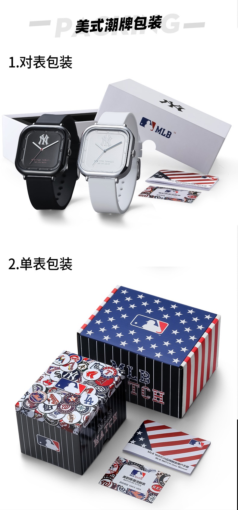 商品[国内直发] MLB|MLB美职棒 纽约街头嘻哈 时尚潮流硅胶情侣石英手表NY603,价格¥370,第11张图片详细描述