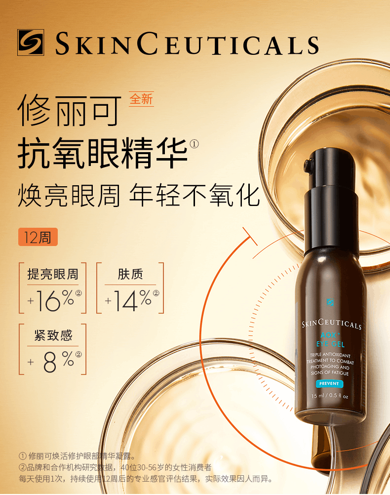 商品SkinCeuticals|修丽可焕活修护眼部精华淡化黑眼圈改善细纹提亮,价格¥503,第1张图片详细描述