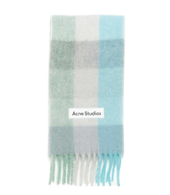 商品Acne Studios|Acne Studios 男女冬季保暖格纹多色流苏彩虹围巾羊毛披肩两用（香港仓发货）,价格¥1978,第9张图片详细描述