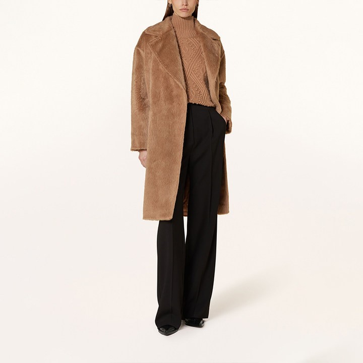 商品Max Mara|MAX MARA 'S  24年款女士羊驼毛混纺双排扣插肩袖翻领大衣,价格¥4584,第5张图片详细描述