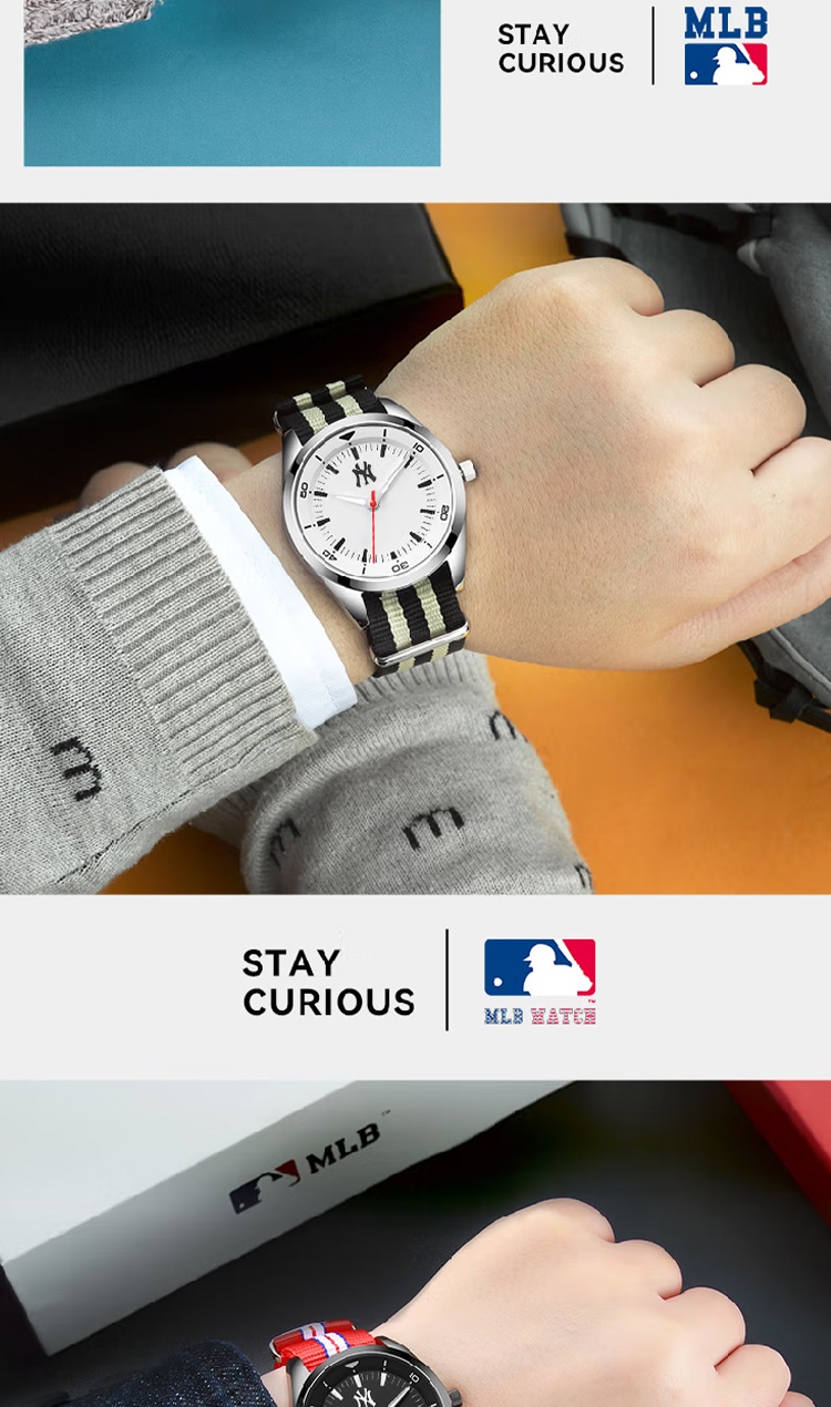 商品[国内直发] MLB|欧美帆布尼龙织带腕表 男女学生石英手 MLB-TP001,价格¥200,第10张图片详细描述