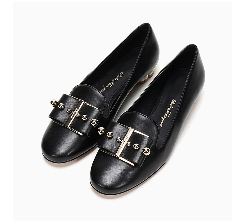 商品Salvatore Ferragamo|SALVATORE FERRAGAMO 女士黑色皮革乐福鞋 0705679,价格¥2228,第8张图片详细描述