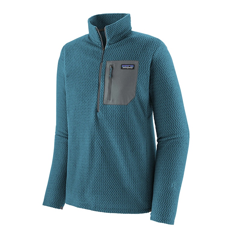 商品Patagonia|Patagonia/巴塔哥尼亚 男士蓝色系涤纶混纺饰有口袋半拉链立领运动夹克,价格¥1440,第2张图片详细描述