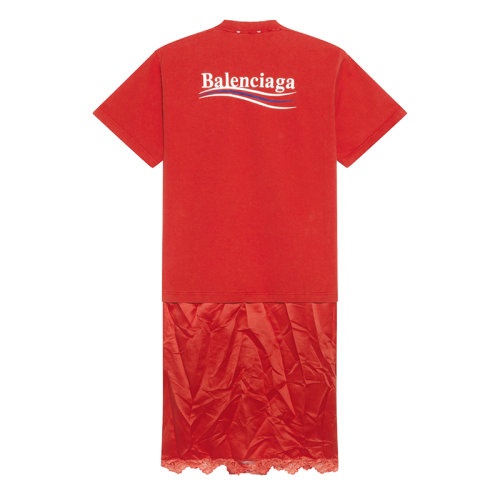 商品Balenciaga|Balenciaga/巴黎世家  女士红色棉质复古球衣连衣裙T恤671398TKVJ16406,价格¥7516,第3张图片详细描述