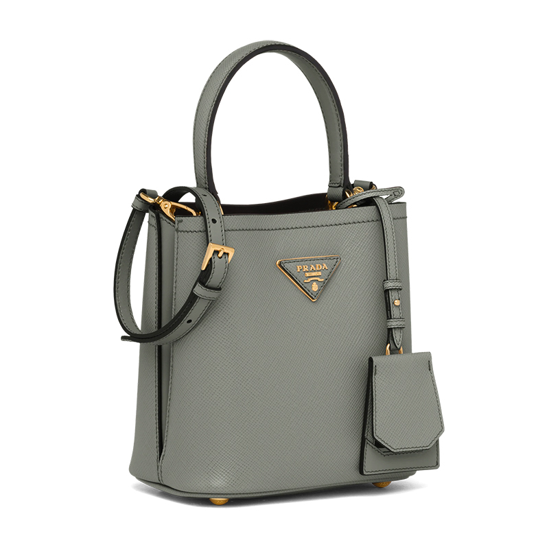 商品Prada|PRADA/普拉达 22新款 Panier系列 女士小号板岩色saffiano皮革金色徽标磁扣拆卸肩带皮革手柄单肩手提斜挎包1BA217_2ERX_F01T3_V_OOO,价格¥21977,第5张图片详细描述