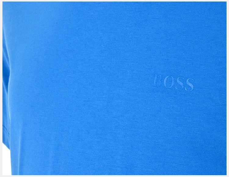 商品Hugo Boss|Hugo Boss 雨��果博斯 男士蓝色棉质圆领休闲舒适短袖T恤TIBURT33-3816-420,价格¥402,第7张图片详细描述