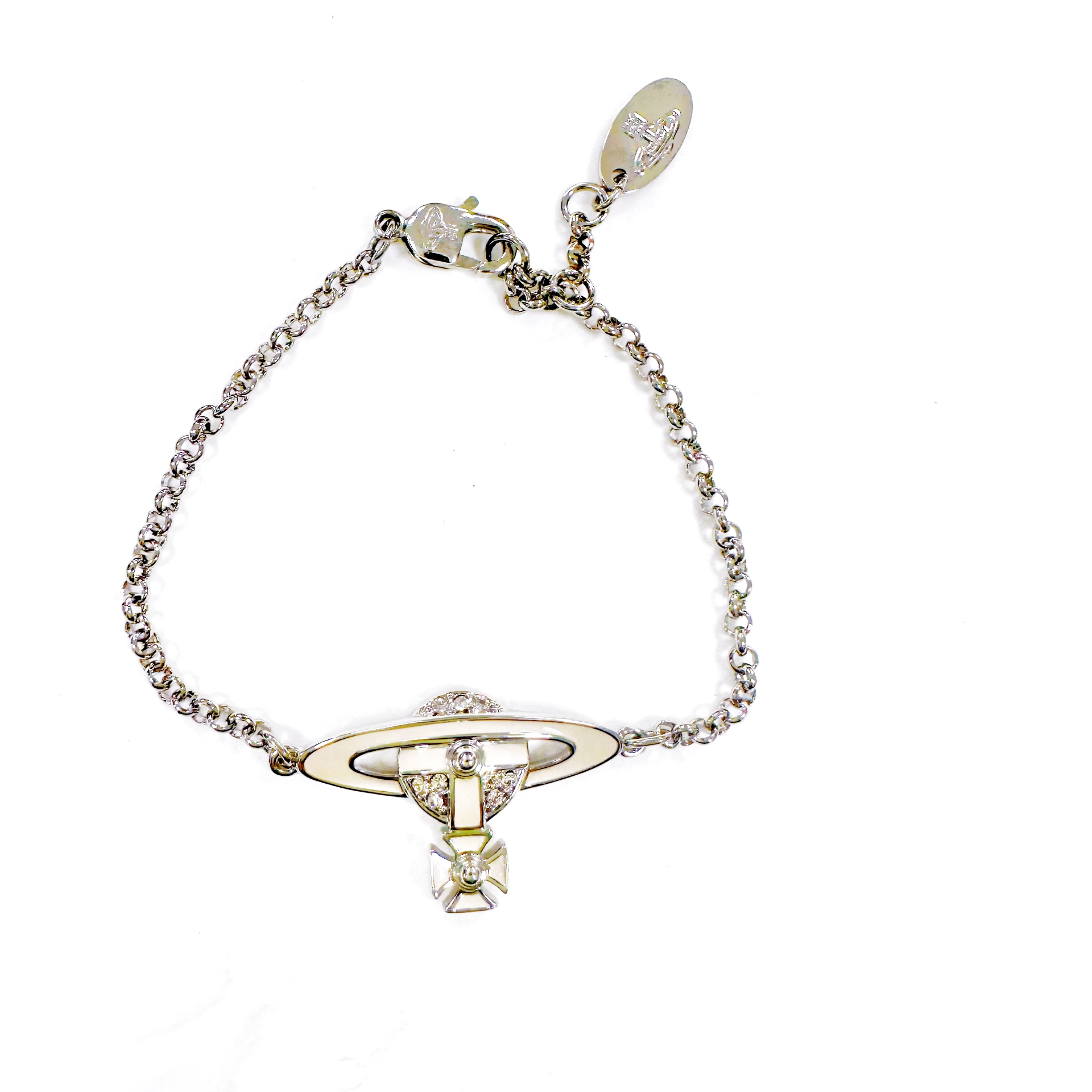 商品Vivienne Westwood|【现货】西太后 女士银色/白色皇冠手链61020210-02P188-CN,价格¥837,第2张图片详细描述