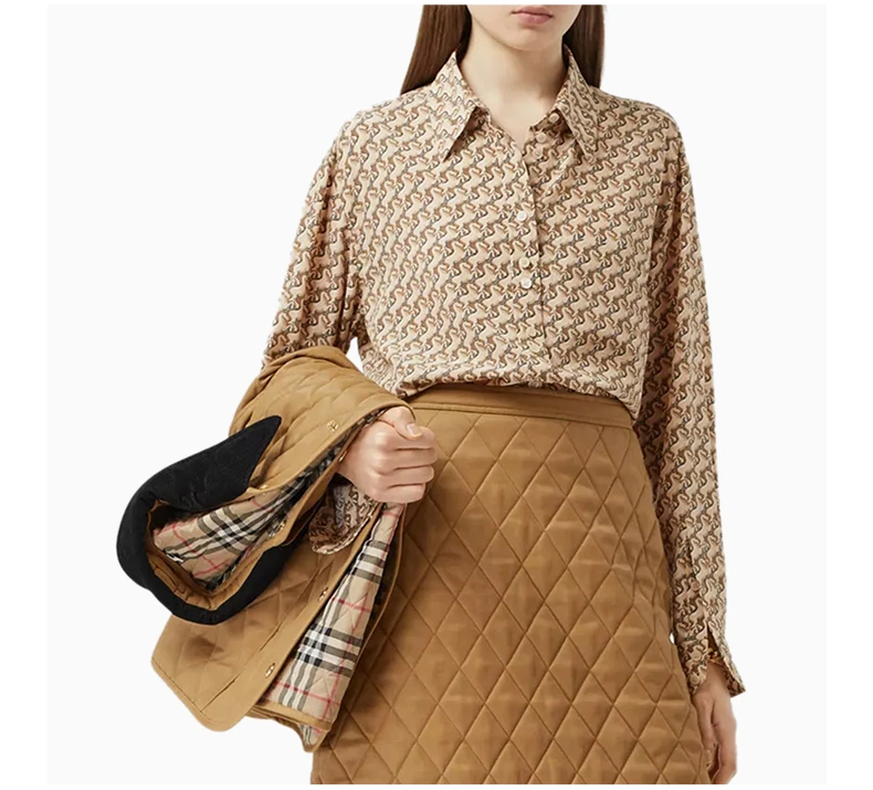 商品Burberry|BURBERRY 博柏利 女士米色丝质衬衫 8032108,价格¥5269,第7张图片详细描述