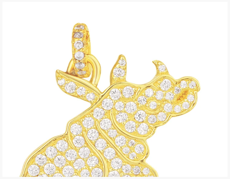 商品[国内直发] apm Monaco|APM MONACO WONDERLAND系列 金黄色银项链配镶钻犀牛吊饰 AC3672OXY,价格¥638,第3张图片详细描述