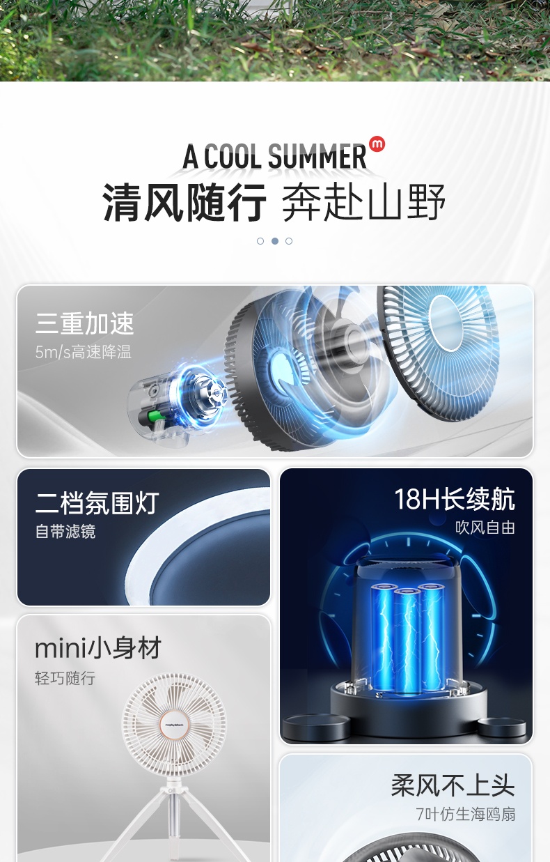 商品[国内直发] Morphy Richards|户外电风扇无线便携小风扇MR3701落地桌面两用静音家用露营,价格¥258,第7张图片详细描述
