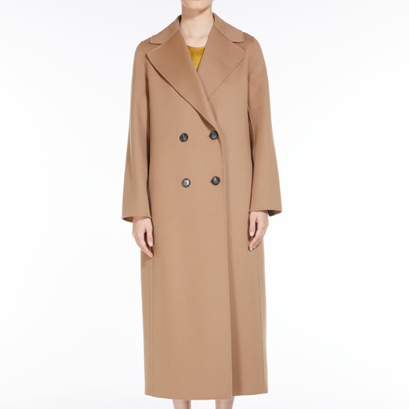 商品Max Mara|【现货】麦丝玛拉 女士驼色初剪羊毛系带双排扣长款大衣9016153906045,价格¥5562,第2张图片详细描述
