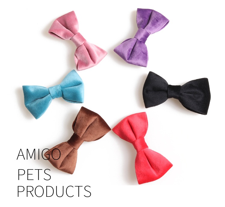 商品[国内直发] GLENVINTEN|丝绒宠物项圈 蝴蝶结狗项圈 玫瑰金全金属,价格¥88,第9张图片详细描述