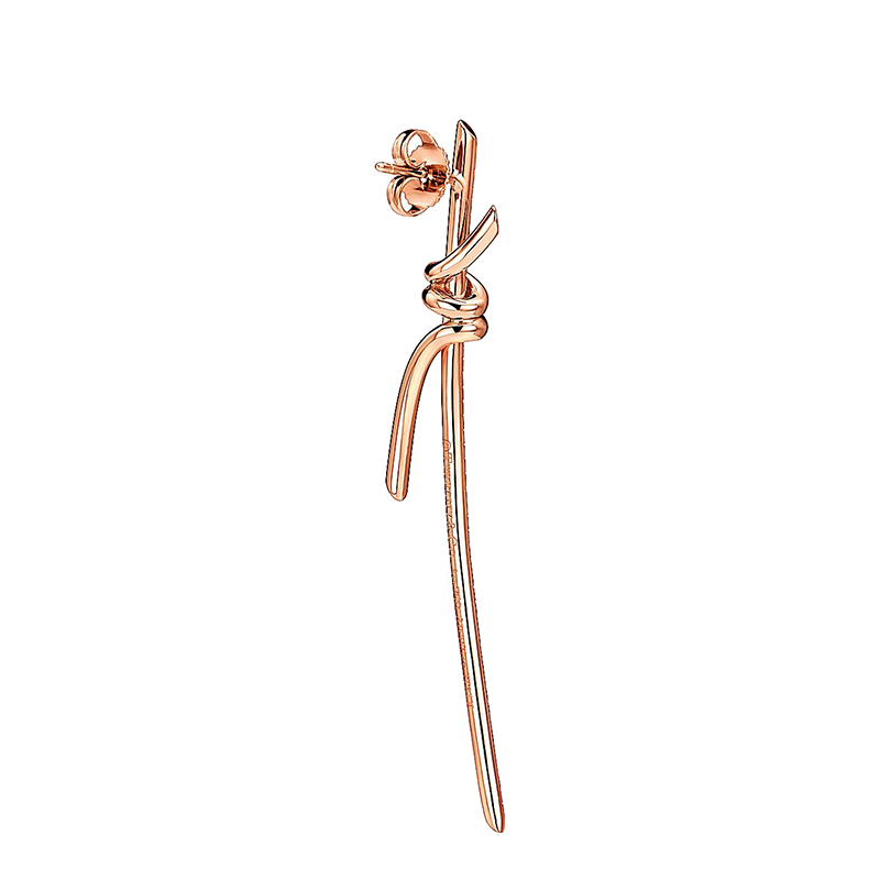 商品Tiffany & Co.|  Tiffany & Co./蒂芙尼 22春夏新款 Knot系列 18K金 玫瑰金色 镶钻绳结耳钉69526128,价格¥57947,第4张图片详细描述