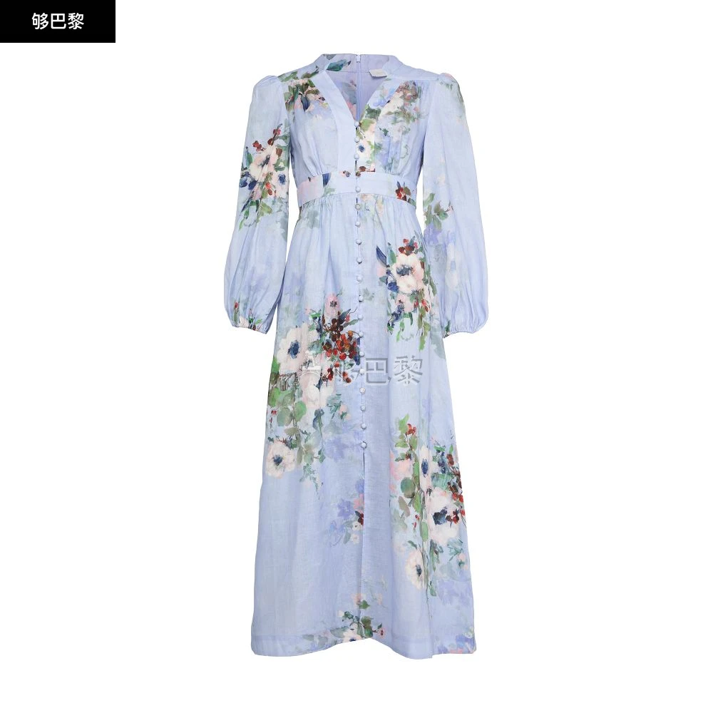 商品Zimmermann|【特惠9.0折】【预售】 女士 连衣裙 Waverly 深 V 领中长连衣裙  0700DRS255/LTBLWCFL ZIMW762EBLU ,价格¥8287,第2张图片详细描述