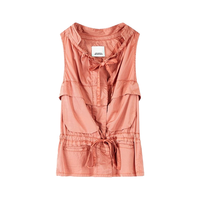 商品Isabel Marant|ISABEL MARANT 女士粉色粘胶纤维/棉无袖夹克,价格¥4840,第2张图片详细描述