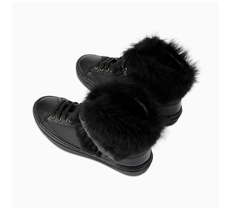 商品[国内直发] Salvatore Ferragamo|SALVATORE FERRAGAMO 女士黑色皮革雪地靴 0588692,价格¥1953,第6张图片详细描述