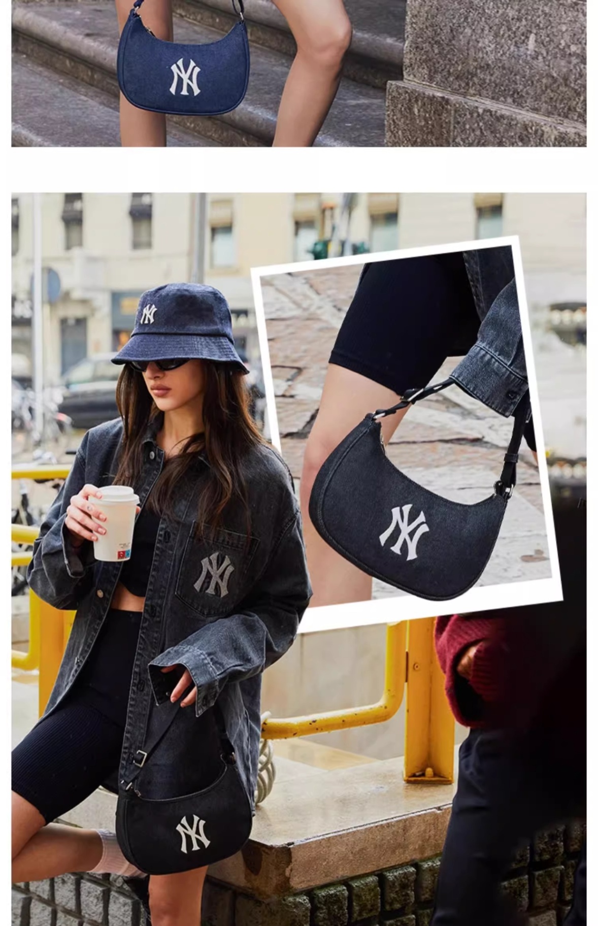 商品MLB|MLB官方男女情侣时尚手提牛仔腋下包百搭时尚通勤BQM01,价格¥757,第7张图片详细描述