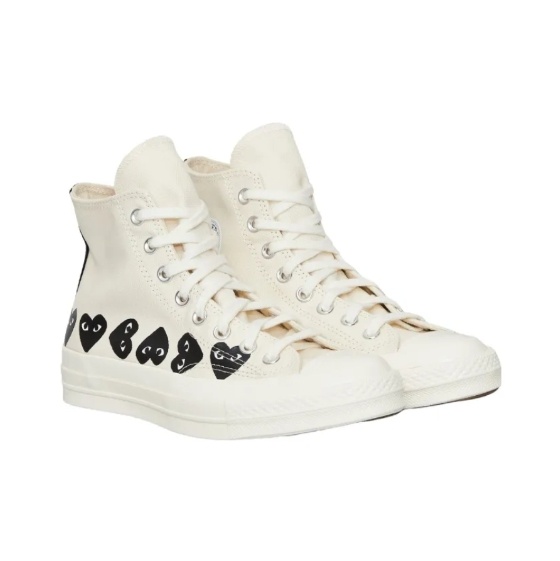 商品[国内直发] Comme des Garcons|ConversexCDG Play 帆布 简约百搭 高帮 板鞋 男女同款 白色,价格¥1071,第3张图片详细描述