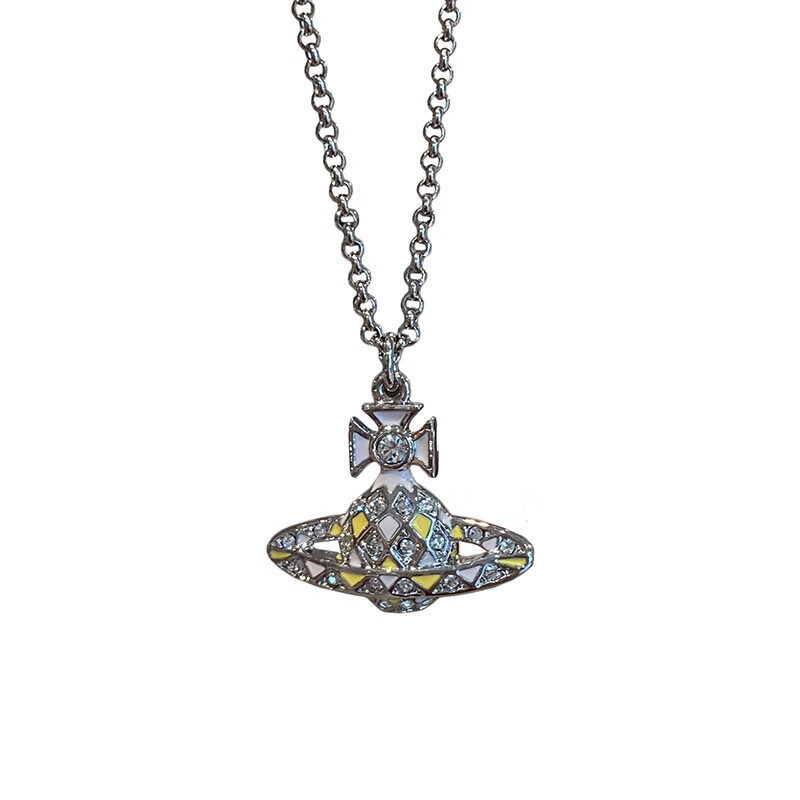商品Vivienne Westwood|VIVIENNE WESTWOOD/西太后 女士银色/白色/黄色徽标项链,价格¥763,第2张图片详细描述